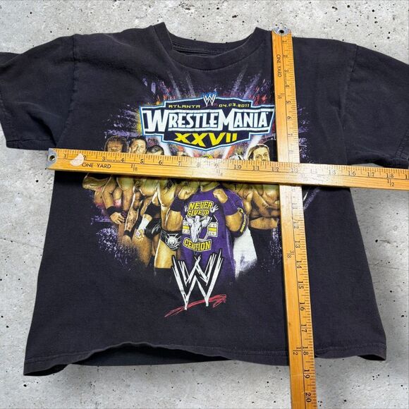 WWE WrestleMania XXVII Atlanta 2011 Youth 10/12 T-Shirt Hybrid Double - Picture 9 of 9